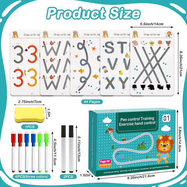 Hand Writing Pen Control Training Book For Learning To Write The Alphabets & Numbers For Kids