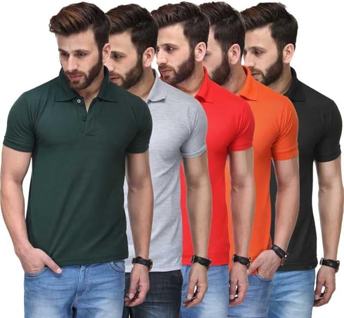 Elegant Cotton Polo T-Shirts Combo (Pack of 5)