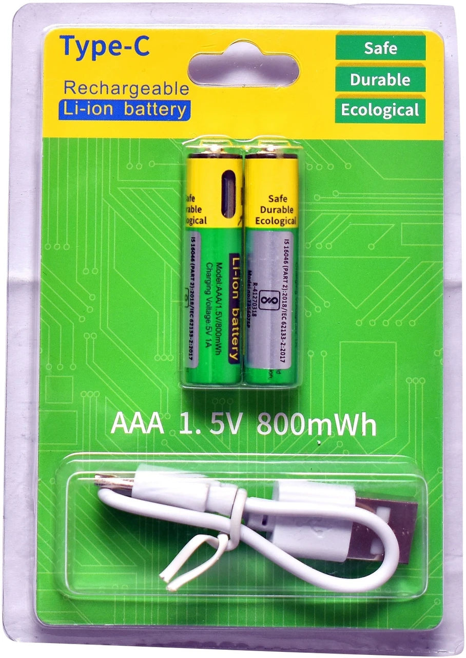 Type C Rechargeable Batteries(Pack of 2)