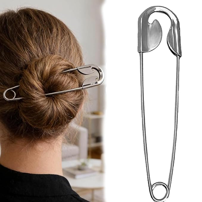 Oversized Stainless Steel Safety Pin Hair Clip
