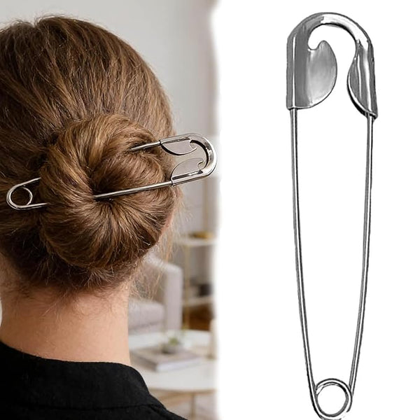 Oversized Stainless Steel Safety Pin Hair Clip