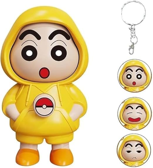 Shinchan Face Changing Keychain - Face Changing Keychain -  Shinchan Keychain - Face Changing Keychain with 3 Shinchain Expressions 3D Cartoon Character ABS Toy Key Holder