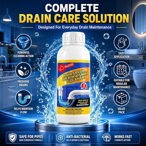 Powerful Drain and Sink Cleaner Liquid for Kitchen Bathroom Pipe Cleaning Fast Acting Liquid Solution for Regular Drain Maintenance and Cleaning