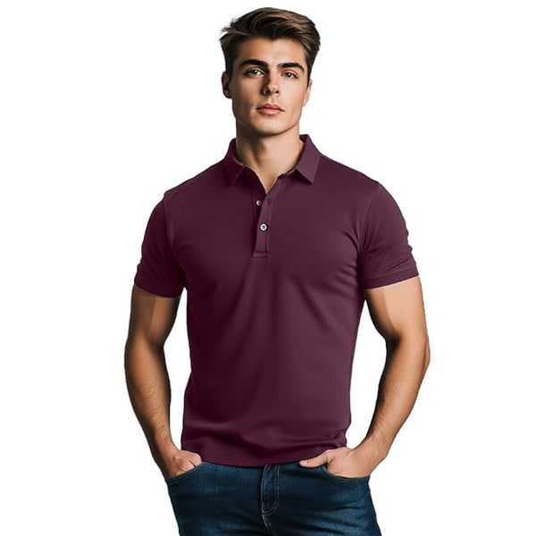 Men's Solid Regular Fit Polo Shirt