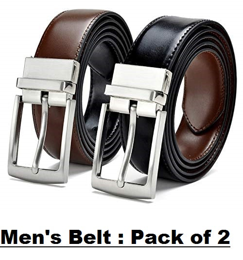 Formal/Casual Black & Brown Color Belts For Men (Pack of 2)