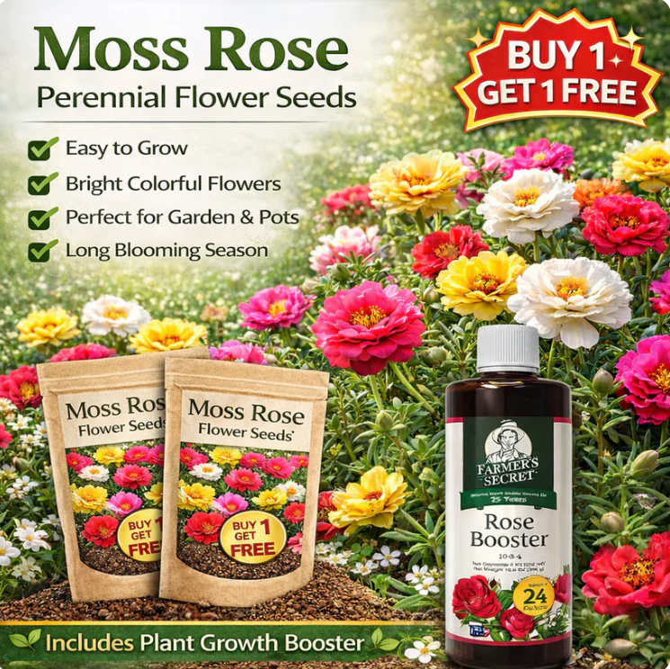 moss rose perennial flower seeds with plant growth supplement Buy 1 Get 1 Free