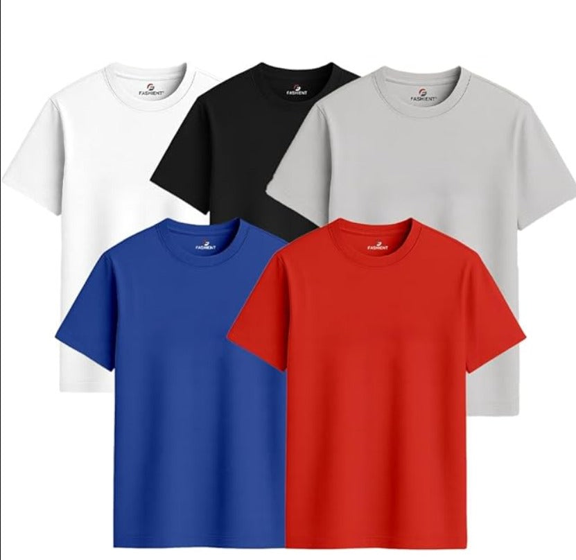 Men's Cotton T-Shirt Multicolor Combo (Pack of 5)