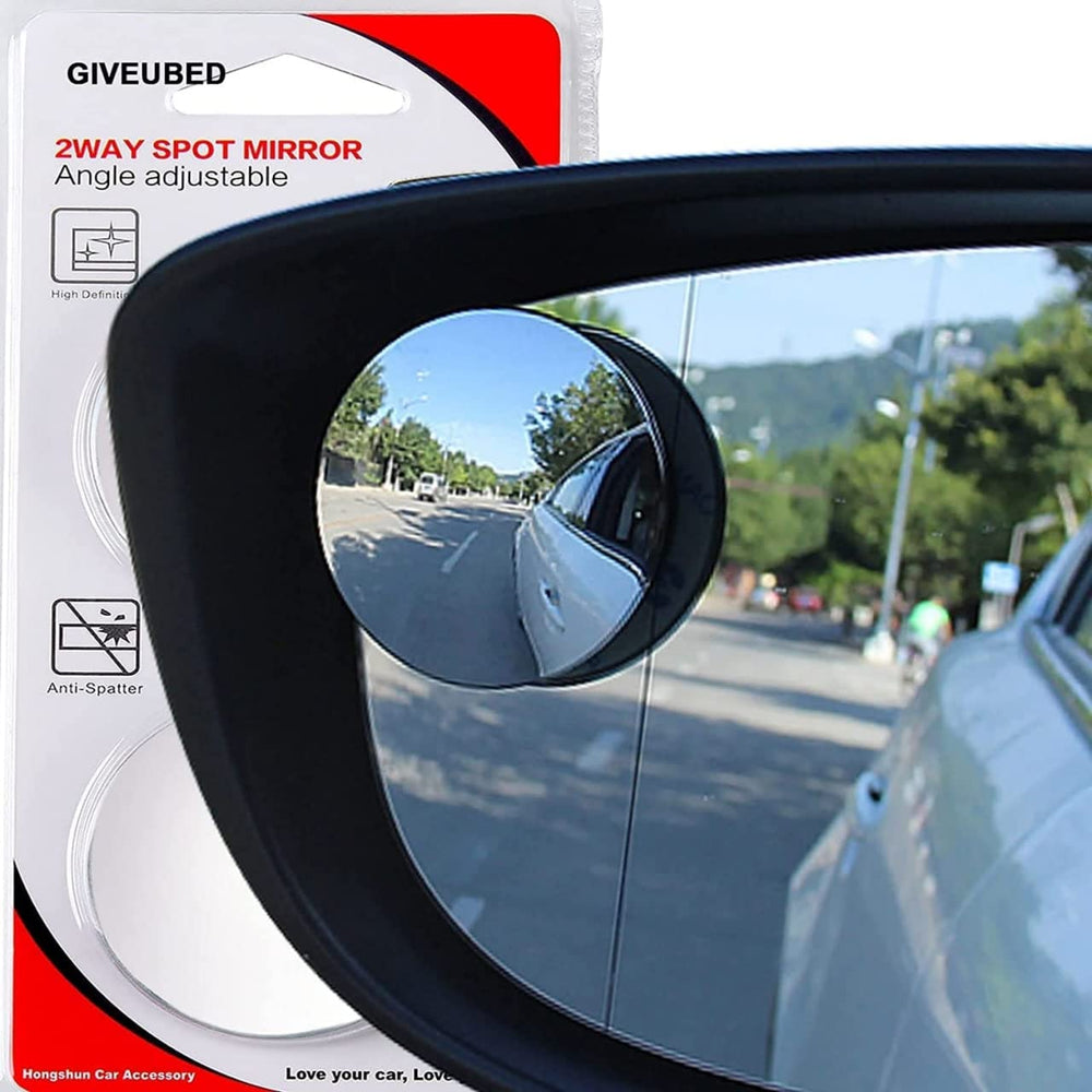 Car Frill HD Glass Frame-Less Round Convex Rear View Blind Spot Mirror Car