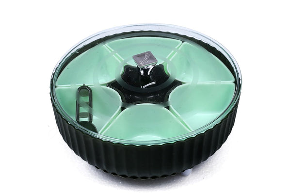 Dry Fruit and Snack Organiser : 360° Rotating Box (7 Compartments, Airtight)