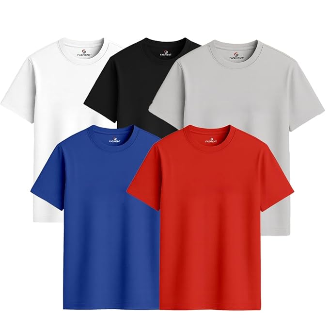 Men's Cotton T-Shirt Multicolor Combo (Pack of 5)