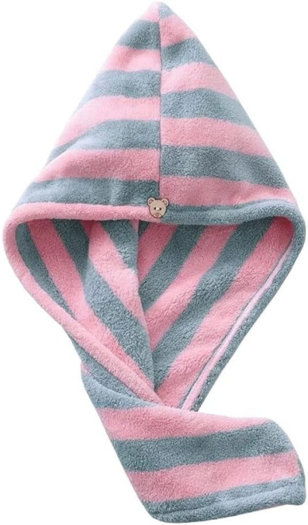 Hair Drying Towel Cap With Button , Hair Wrap For Women And Girls