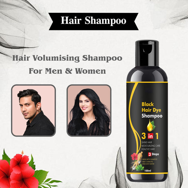 Herbal 3 in 1 Hair Dye Instant Black Hair Shampoo ( Pack Of 4)
