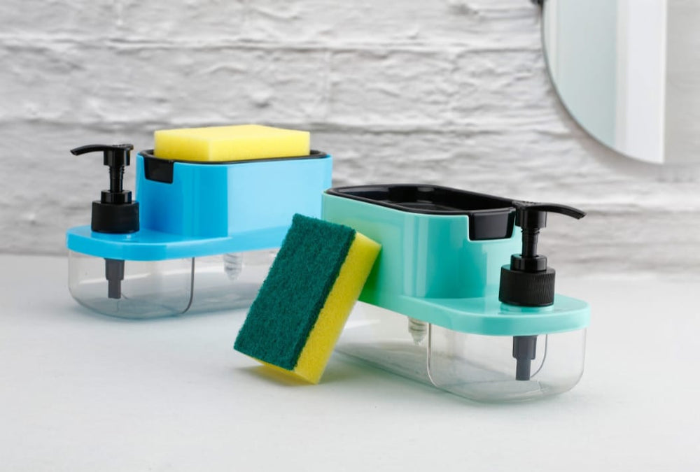 Liquid Dispenser Pump with Sponge Holder Kitchen Sink Accessories