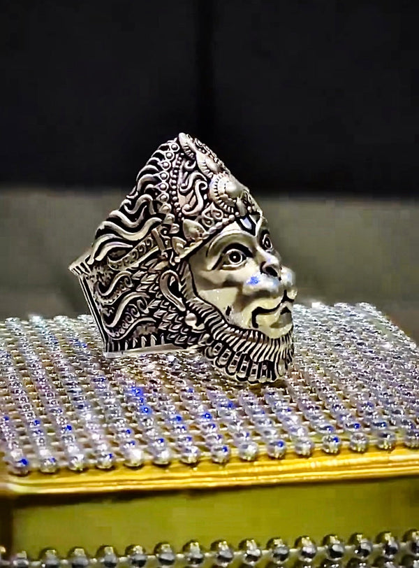 Lord Hanuman Silver Ring