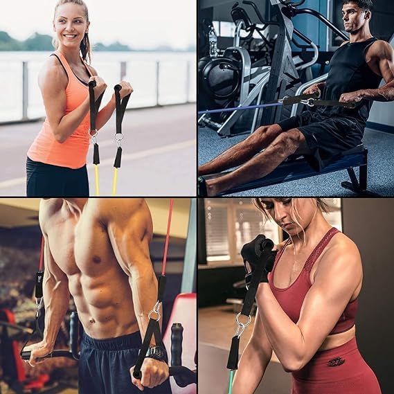 Resistance Bands Set for Exercise, Stretching, and Workout Toning Tube Kit with Foam Handles