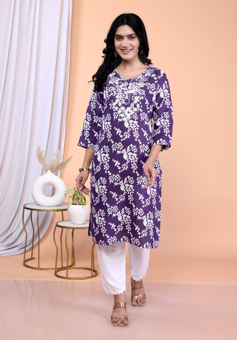 Women Cotton Rayon Kurta Pant Dupatta Set