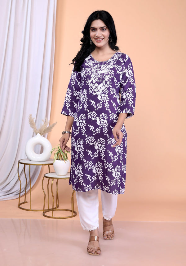 Women Cotton Rayon Kurta Pant Dupatta Set